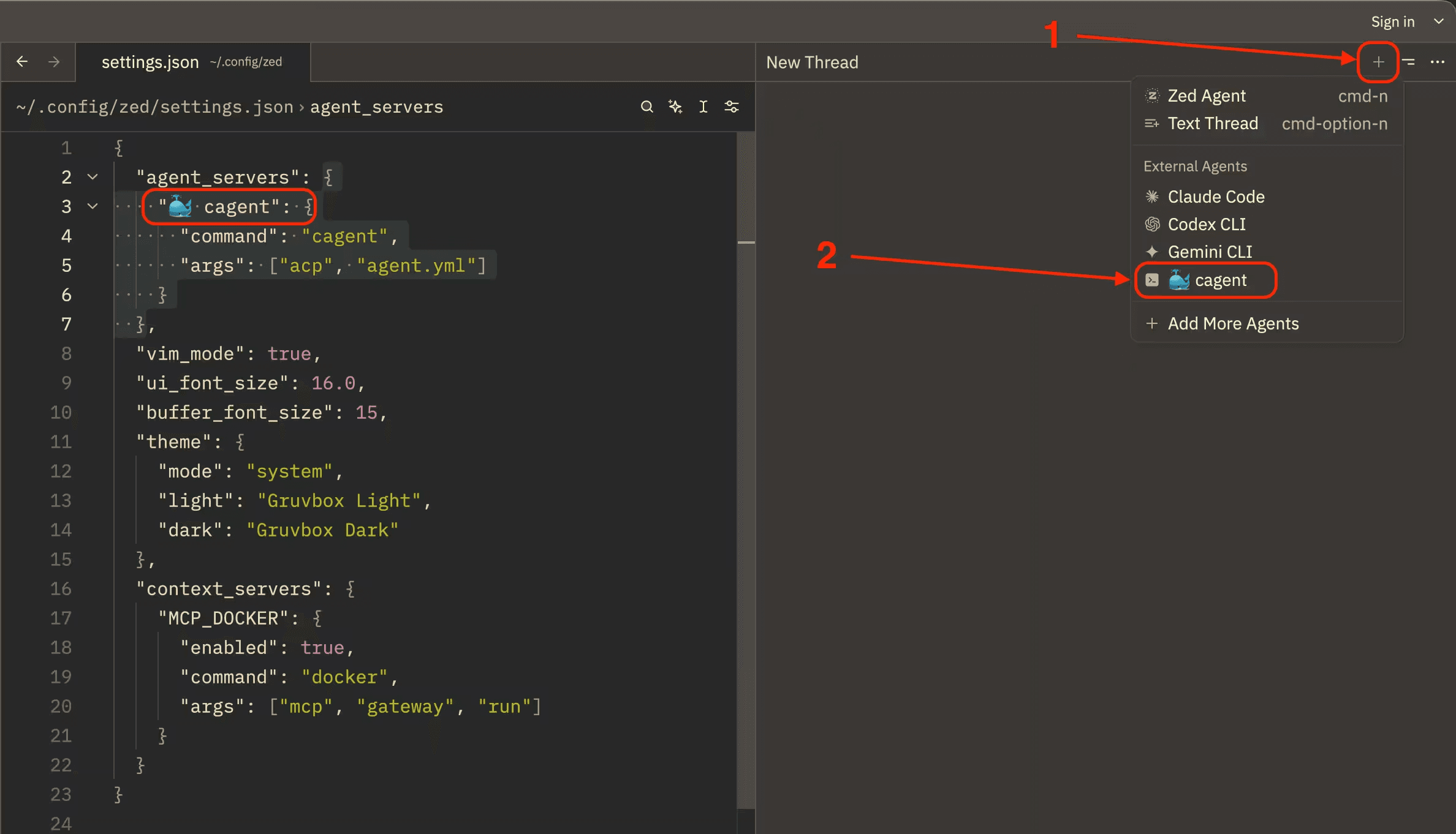 Zed の外部エージェントスレッド