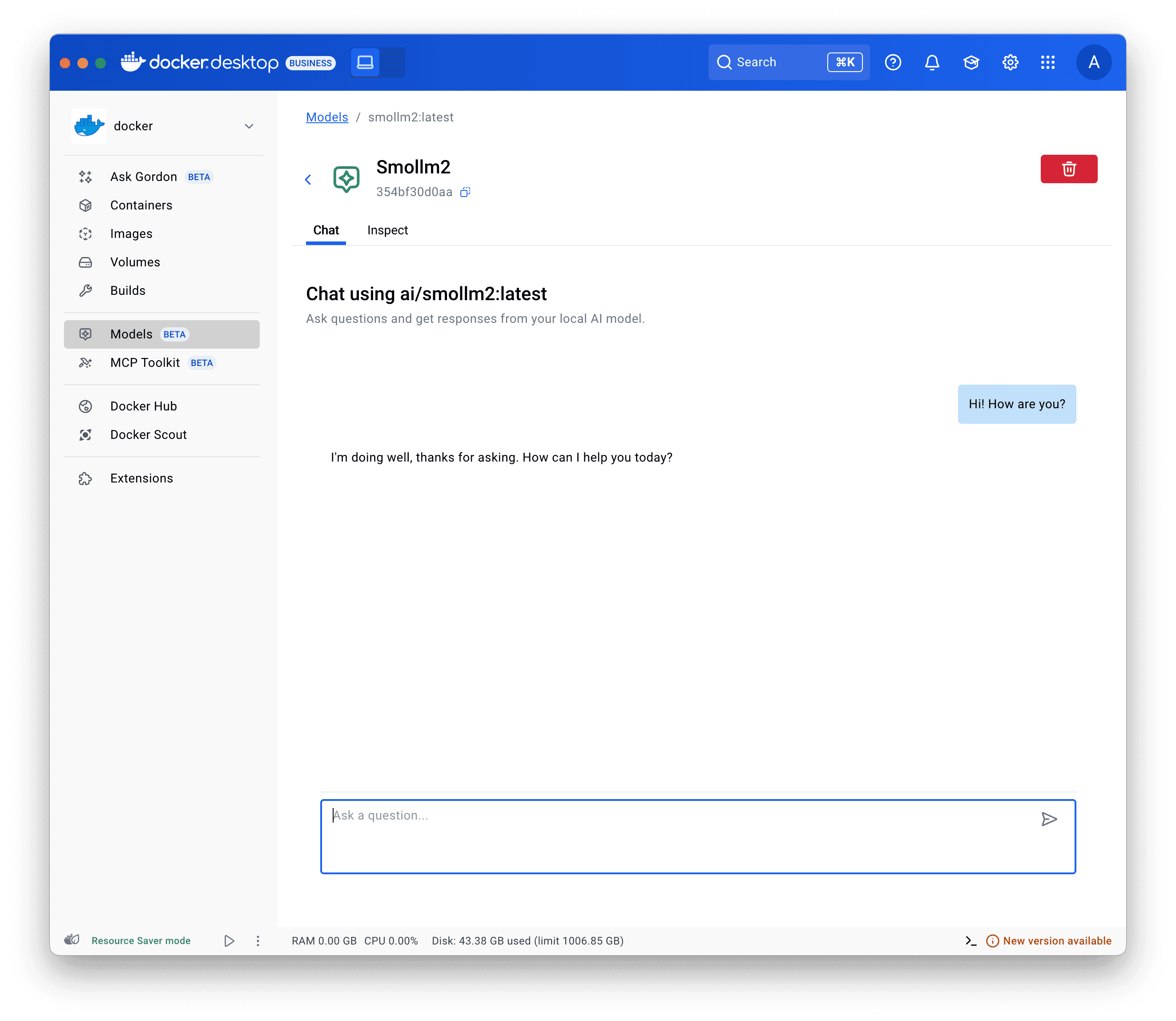 Docker Model Runner 実行