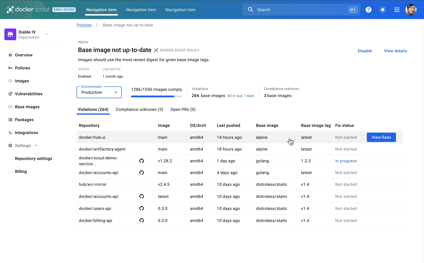 ポリシー違反の修正
