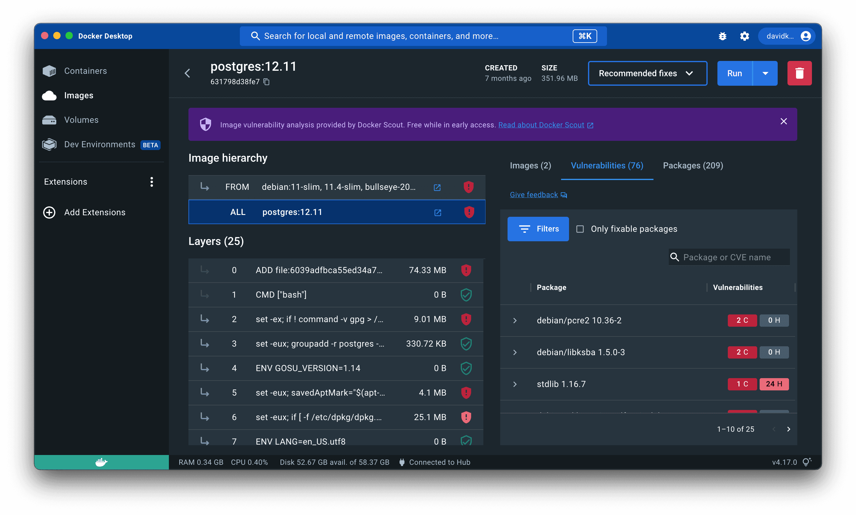 Docker Desktop ã®ã€ã¡ãŒãžè©³çްãã¥ãŒ